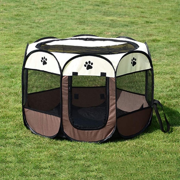 BODISEINT Portable Pet Playpen, Dog Cat Playpen Foldable Pet Exercise Pen Tents - Picture 2 of 4